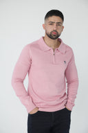 Buso de punto con cuello camisero y media cremallera — Ref. 502602