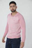 Buso de punto a rayas con cuello tipo polo — Ref. 502604