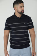 Polo de rayas finas dobles con cuello sólido — Ref. 202605