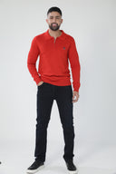 Buso de punto con cuello camisero y media cremallera — Ref. 502602
