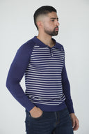 Buso de punto a rayas con cuello tipo polo — Ref. 502604