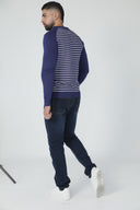 Buso de punto a rayas con cuello tipo polo — Ref. 502604