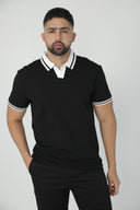Polo en tejido texturizado con cuello abierto — Ref. 202603