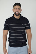 Polo de rayas finas dobles con cuello sólido — Ref. 202605