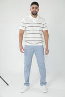 Polo de rayas finas dobles con cuello sólido — Ref. 202605