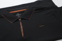 Polo liso con cierre corto y ribete de contraste — Ref. 202606